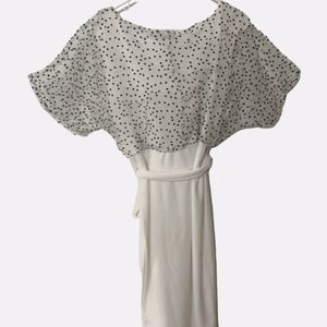NWT Cream white with black polka-dot dress